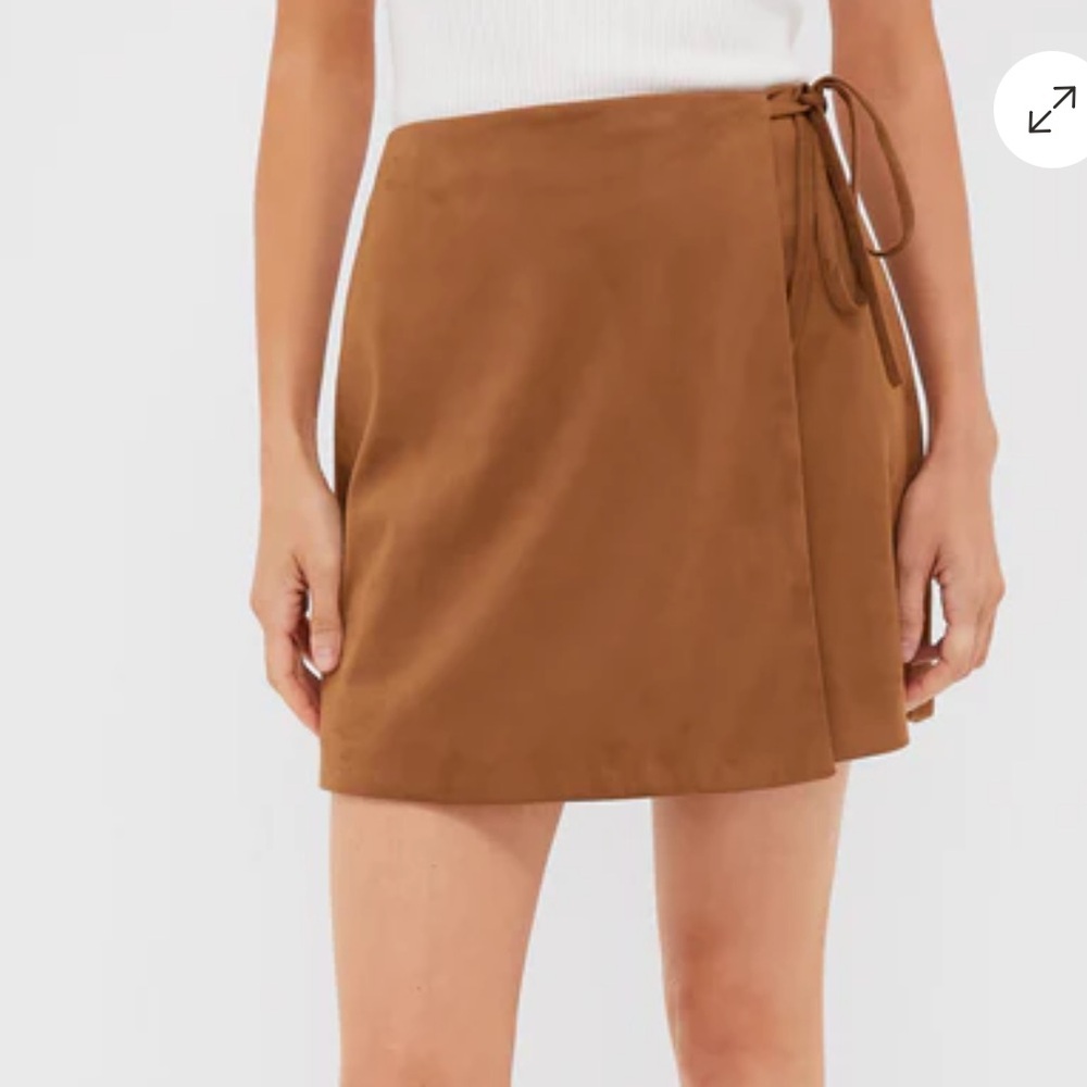 Brown Suede Marbella Mini Tie Skirt